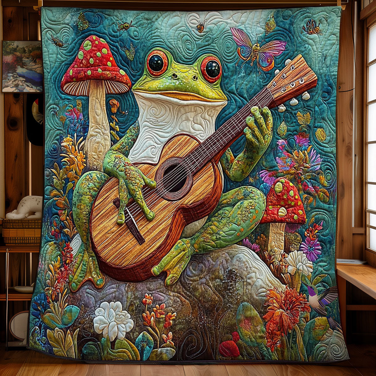 Frog Playing Guitar WY2311028CL Quilt