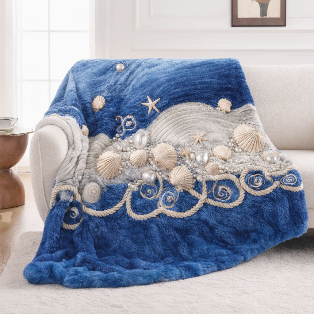 Moonlit Ocean Wave WN1401001CL Faux Fur Throw Blanket