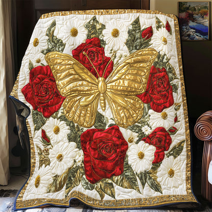 Gold Butterfly In Flower WY0602152CL Quilt