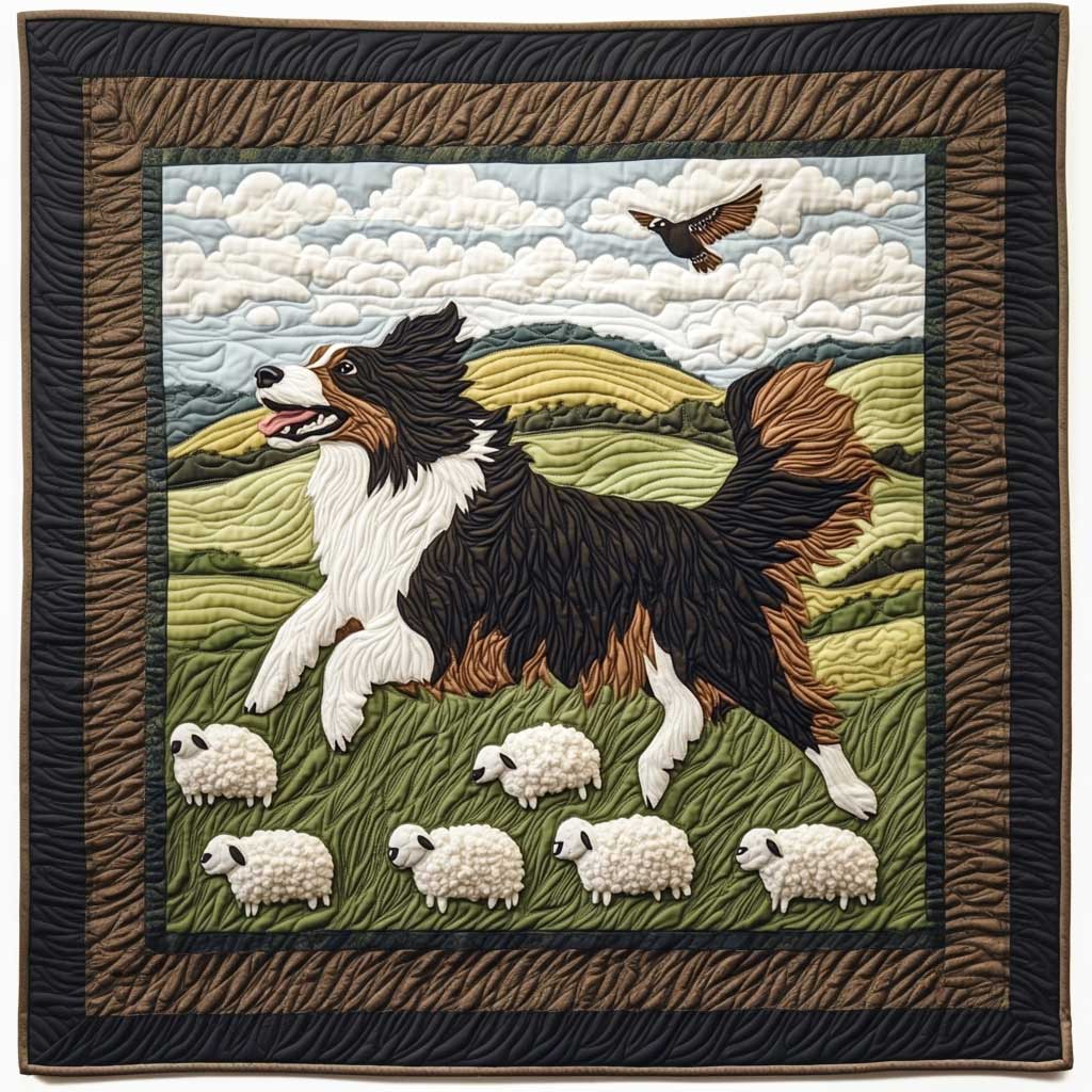 Happy Farm Collie WP1609009CL Quilt