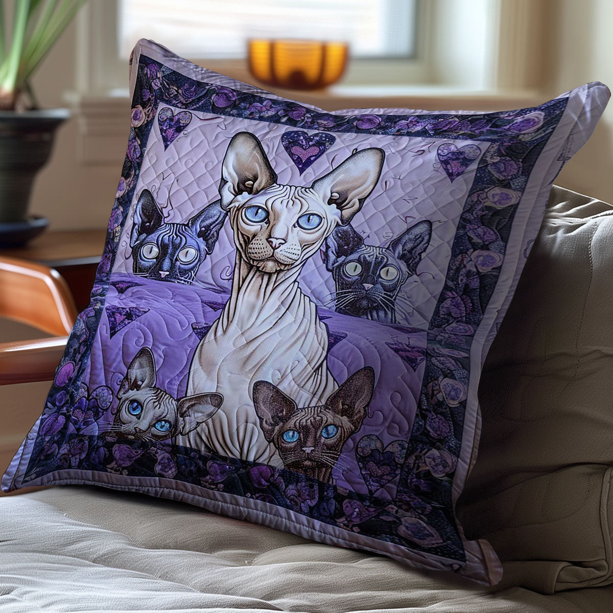 Purple Sphynx WJ2409035CL Quilt Pillow Case