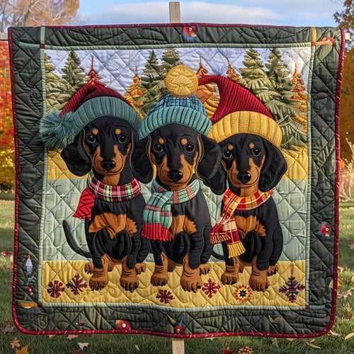 Winter Cute Triplet Dachshund WP0111017CL Quilt