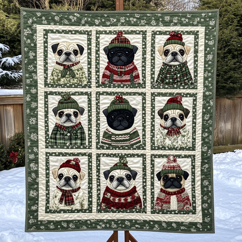 Pug And Snowflakes XR2309012CL Quilt