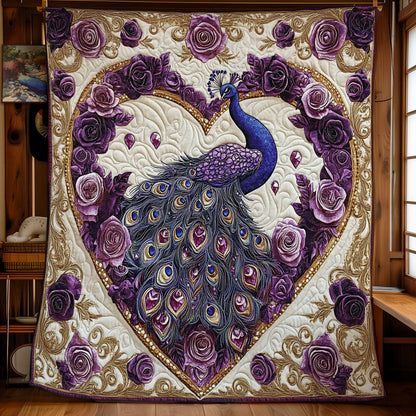 Peacock And Flower Heart WY2301072CL Quilt