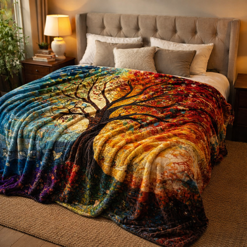 Colorful Tree Of Life QA2101009CL Faux Fur Throw Blanket