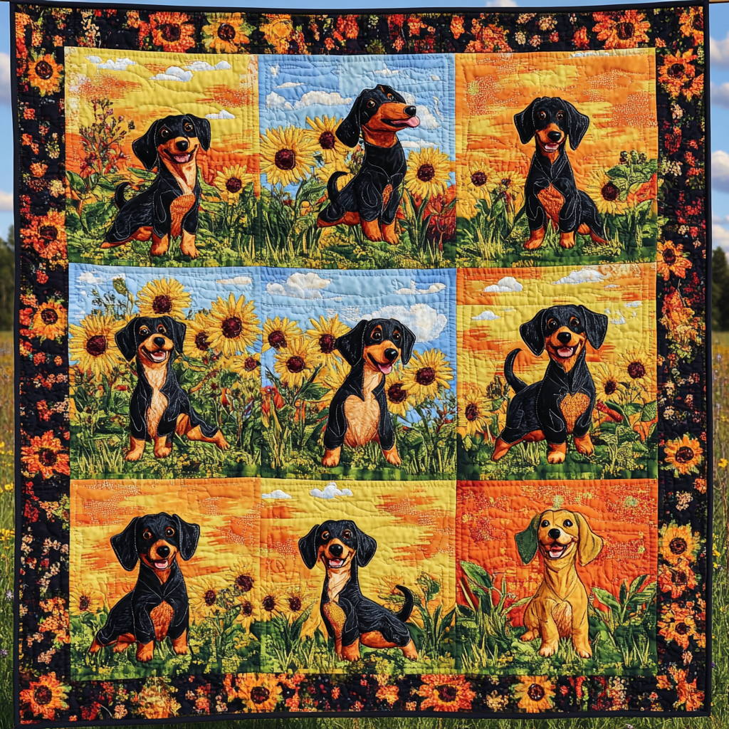 Dachshund's Sunny Run WN2409026CL Quilt