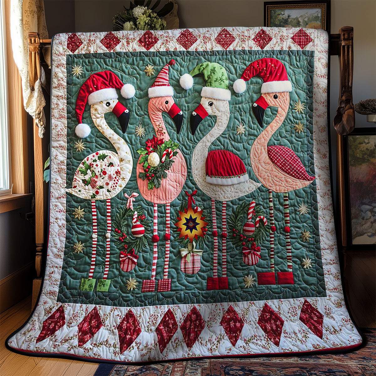 Christmas Flamingo Cheer WN0512037CL Quilt