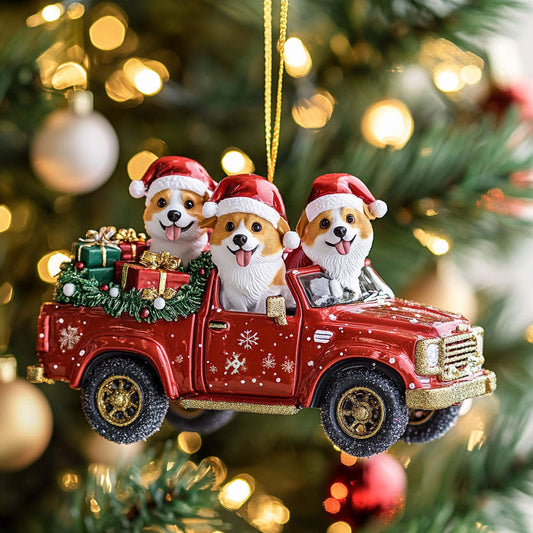 Happy Corgi Time WN1610080CL Christmas Ornament