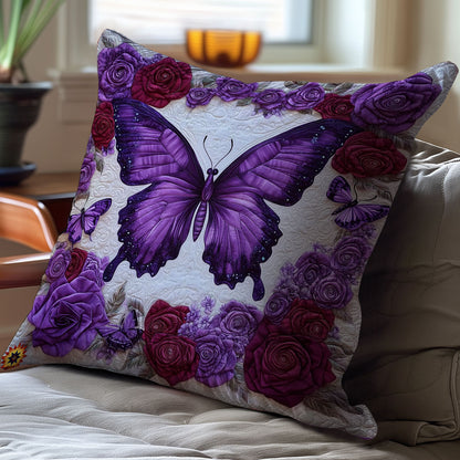 Purple Flower Butterfly WY0912081CL Quilt Pillow Case
