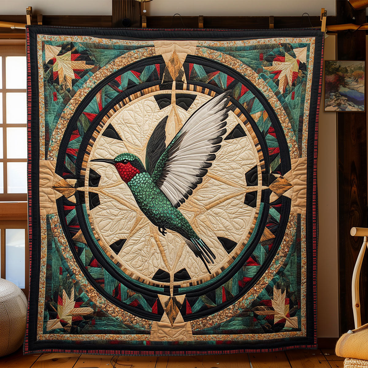 Trigger Pattern Hummingbird WY3112037CL Quilt