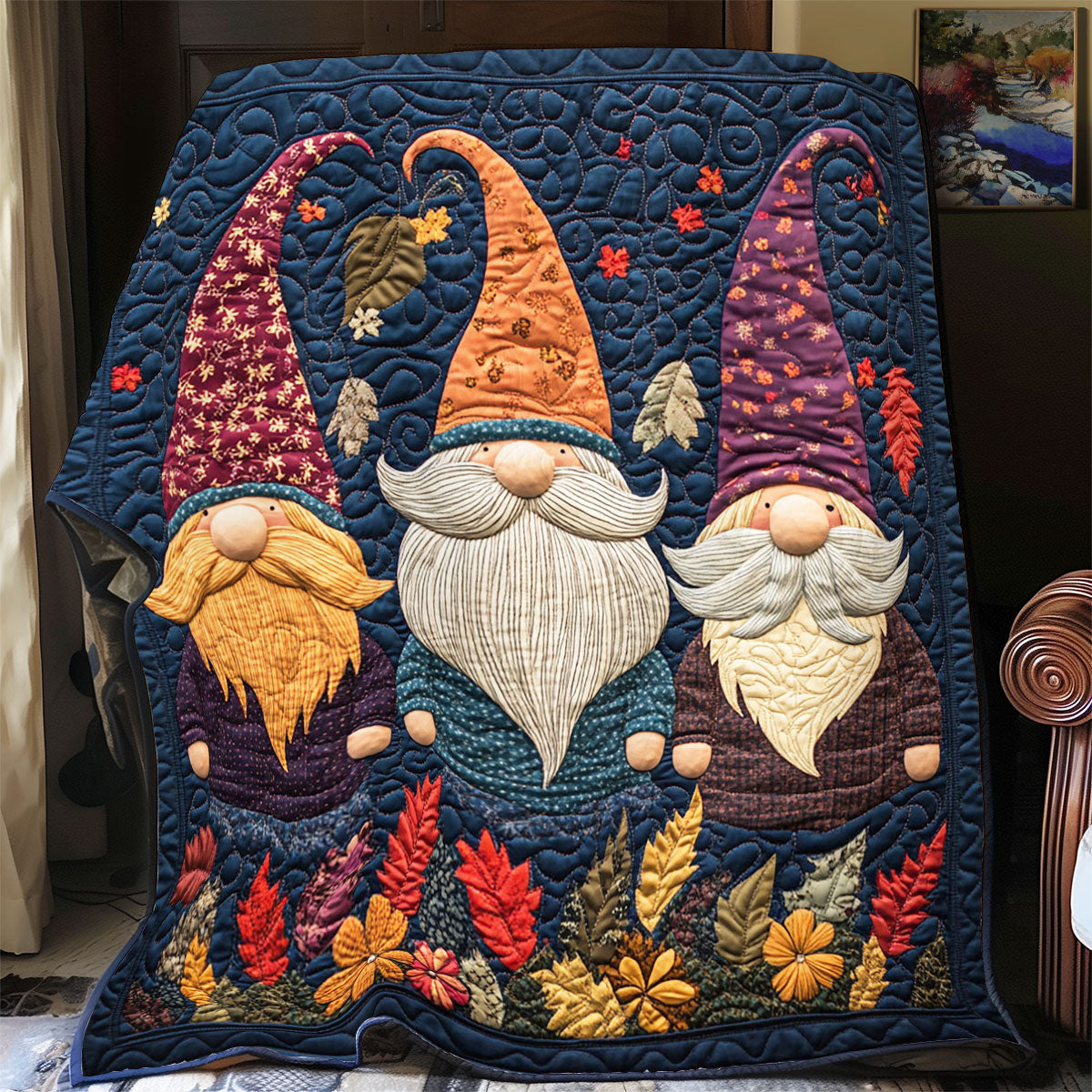 Gnome In Leaves WY1502044CL Quilt