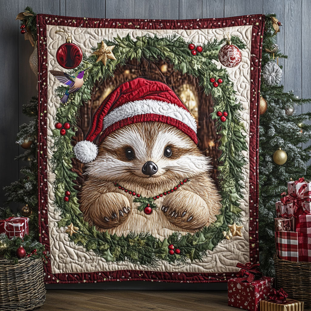 Hedgehog Christmas WX1610012CL Quilt