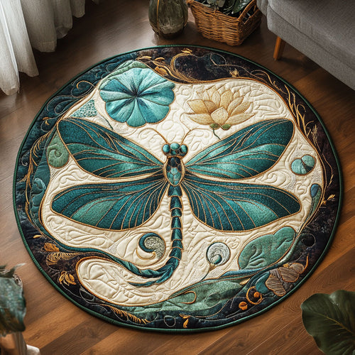 Dragonfly Lotus WP1403034CL Quilted Round Mat