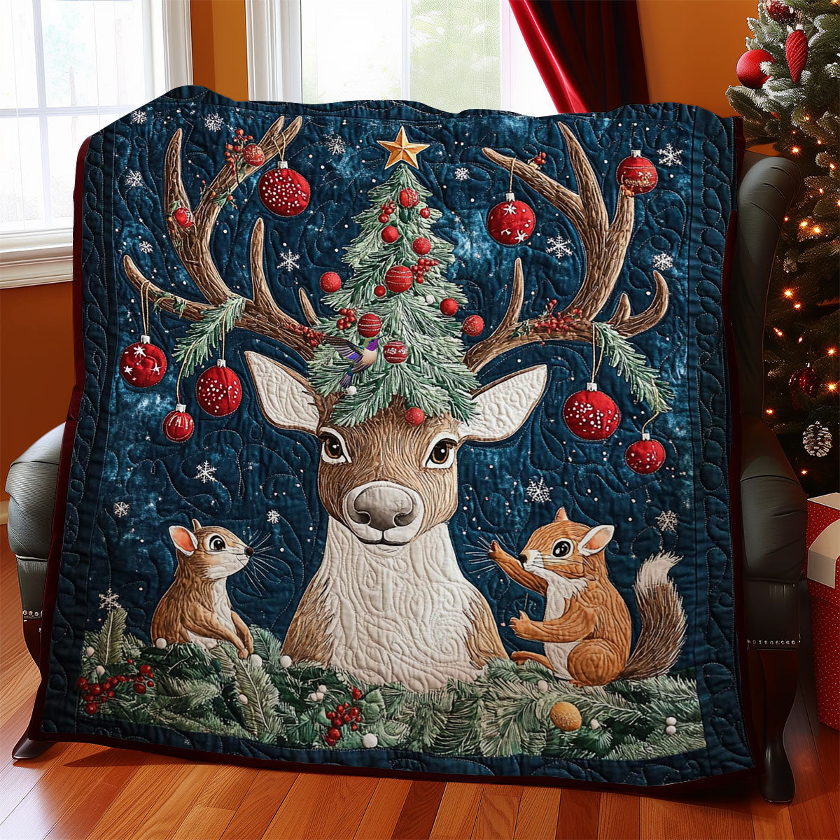 Reindeer And Squirrel WY2511007CL Quilt