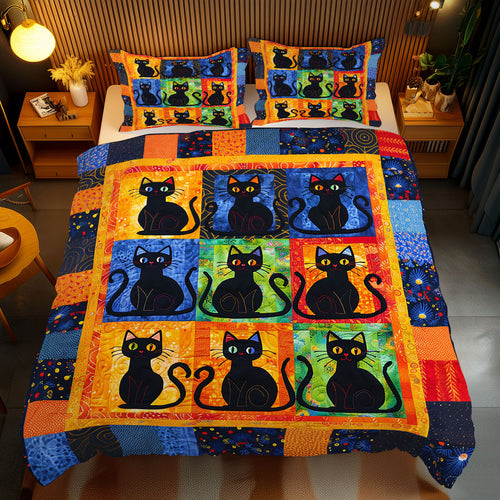 Colorful Black Cat WJ1510026CL Duvet Cover Set