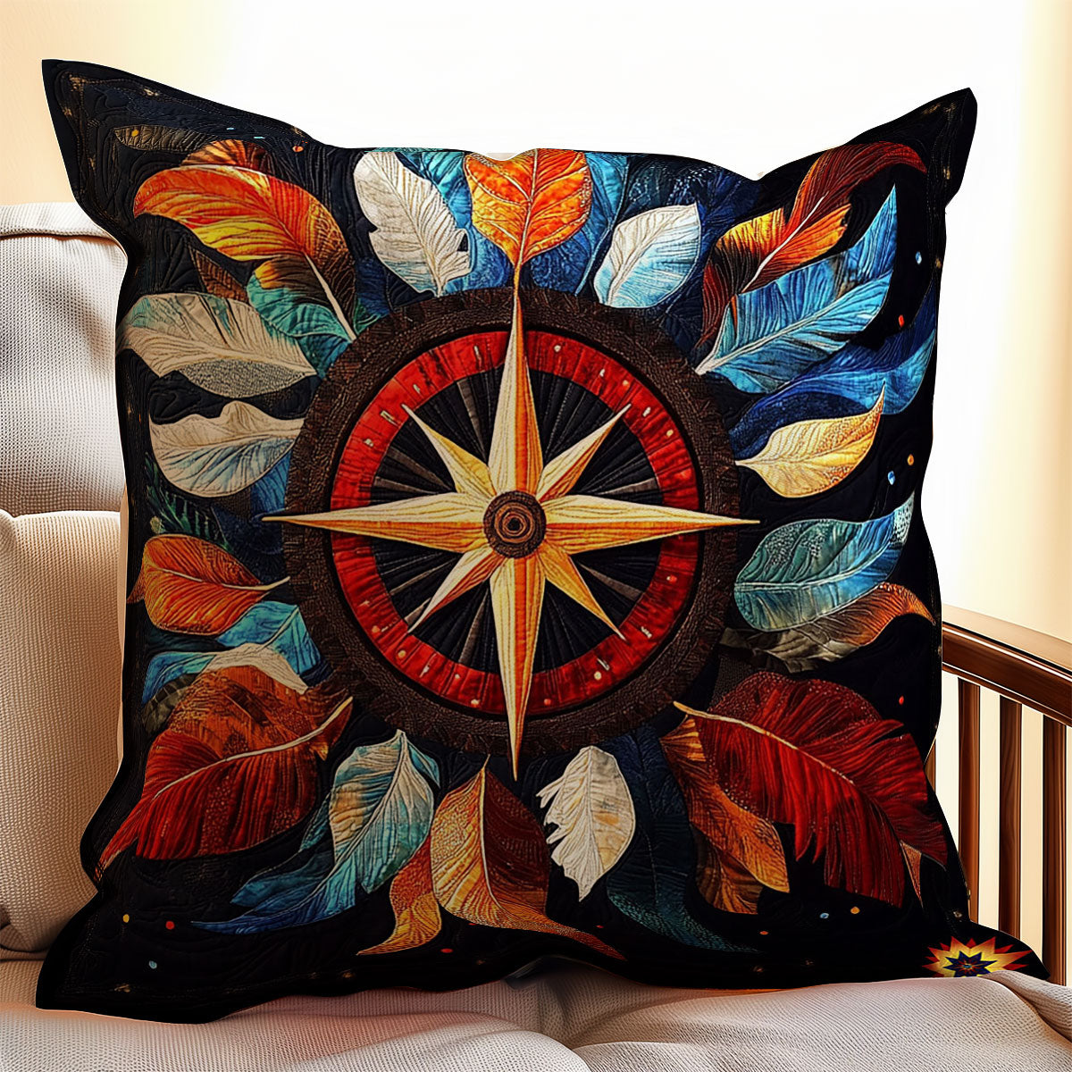 Compass Feather WY0412096CL Quilt Pillow Case