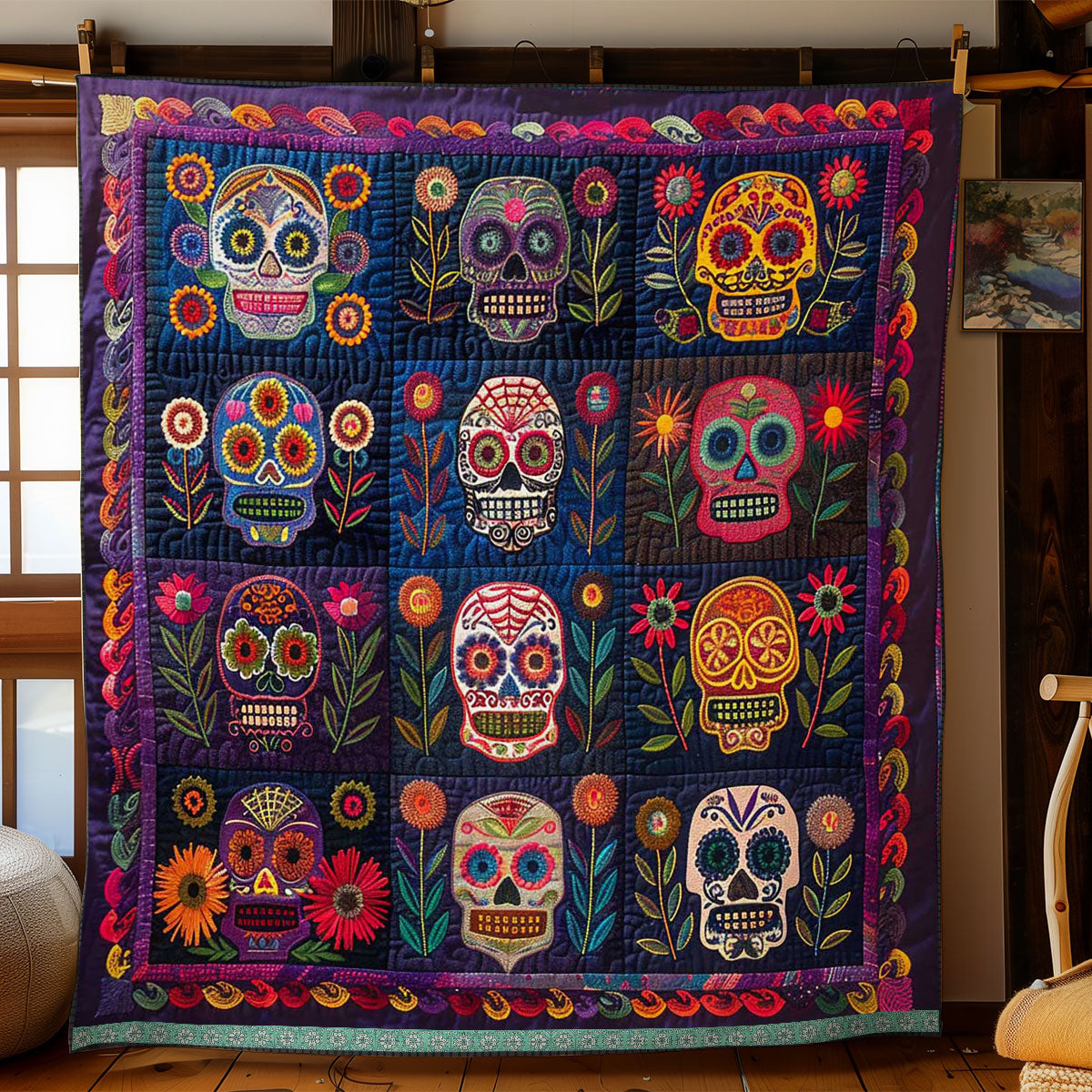 Calavera Sugar Skulls WJ2009008CL Quilt