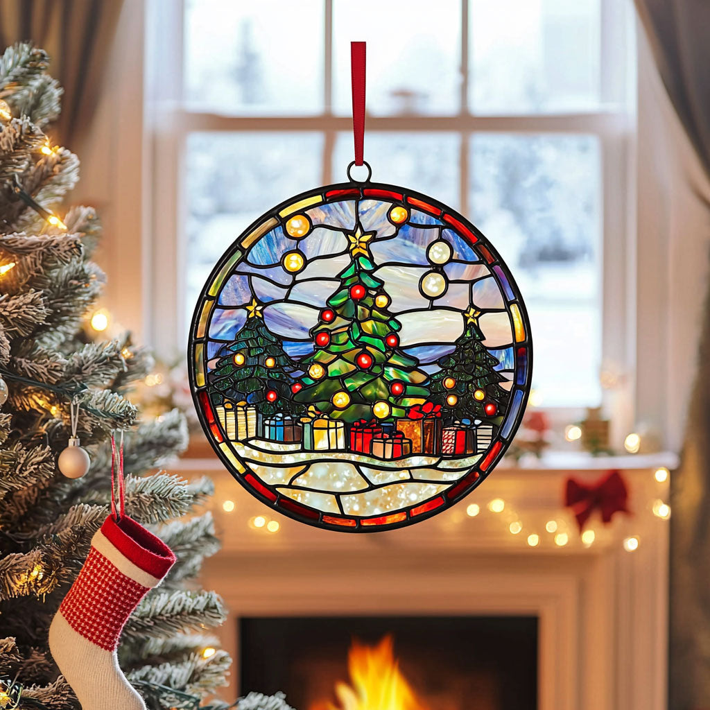 Christmas Tree WJ1410031CL Stained Glass Suncatcher