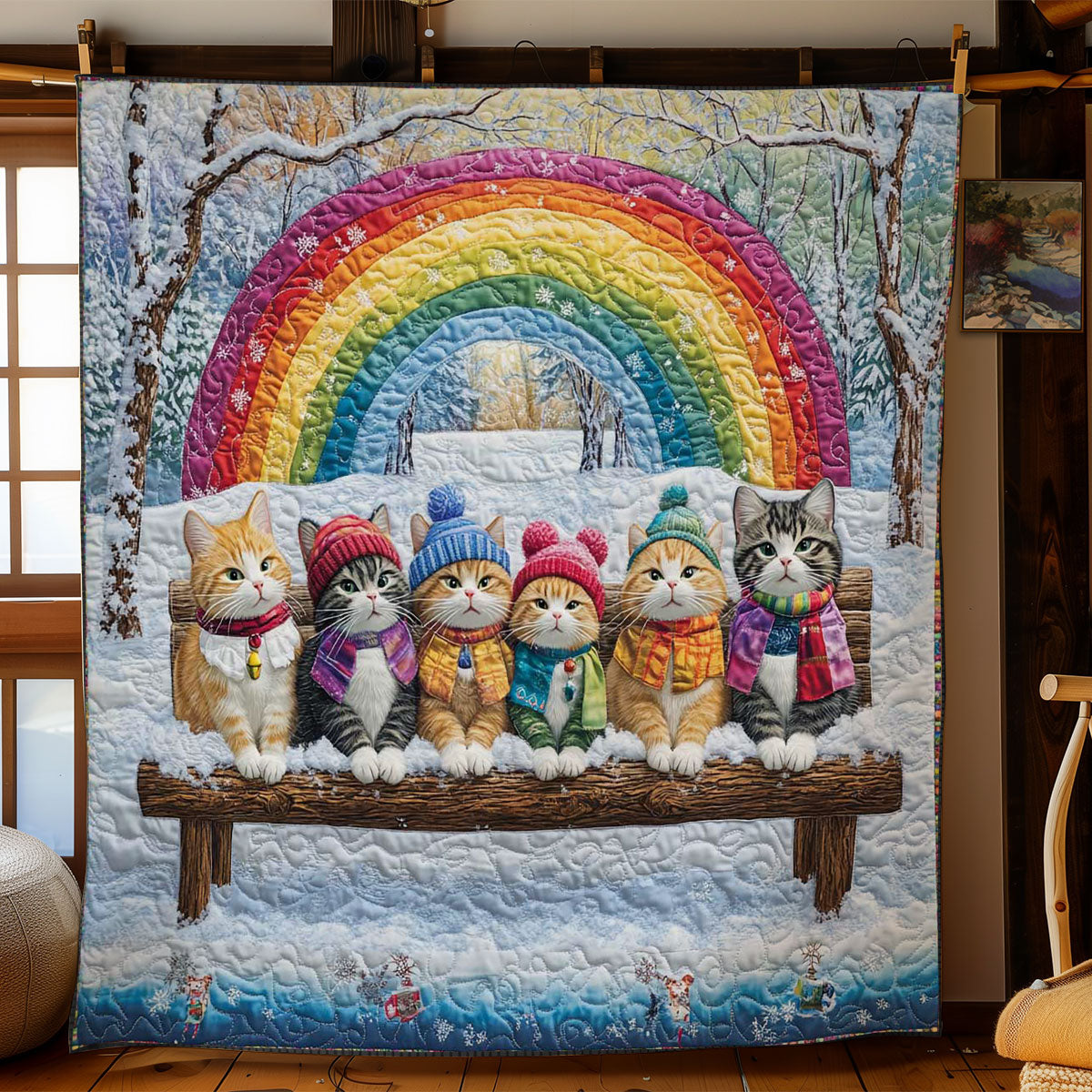 Winter Rainbow Cats WN2512029CL Quilt