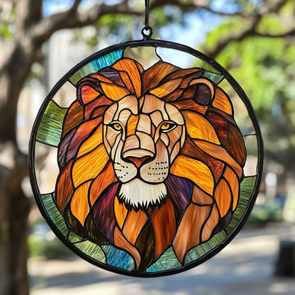 Lion WJ0310045CL Stained Glass Suncatcher