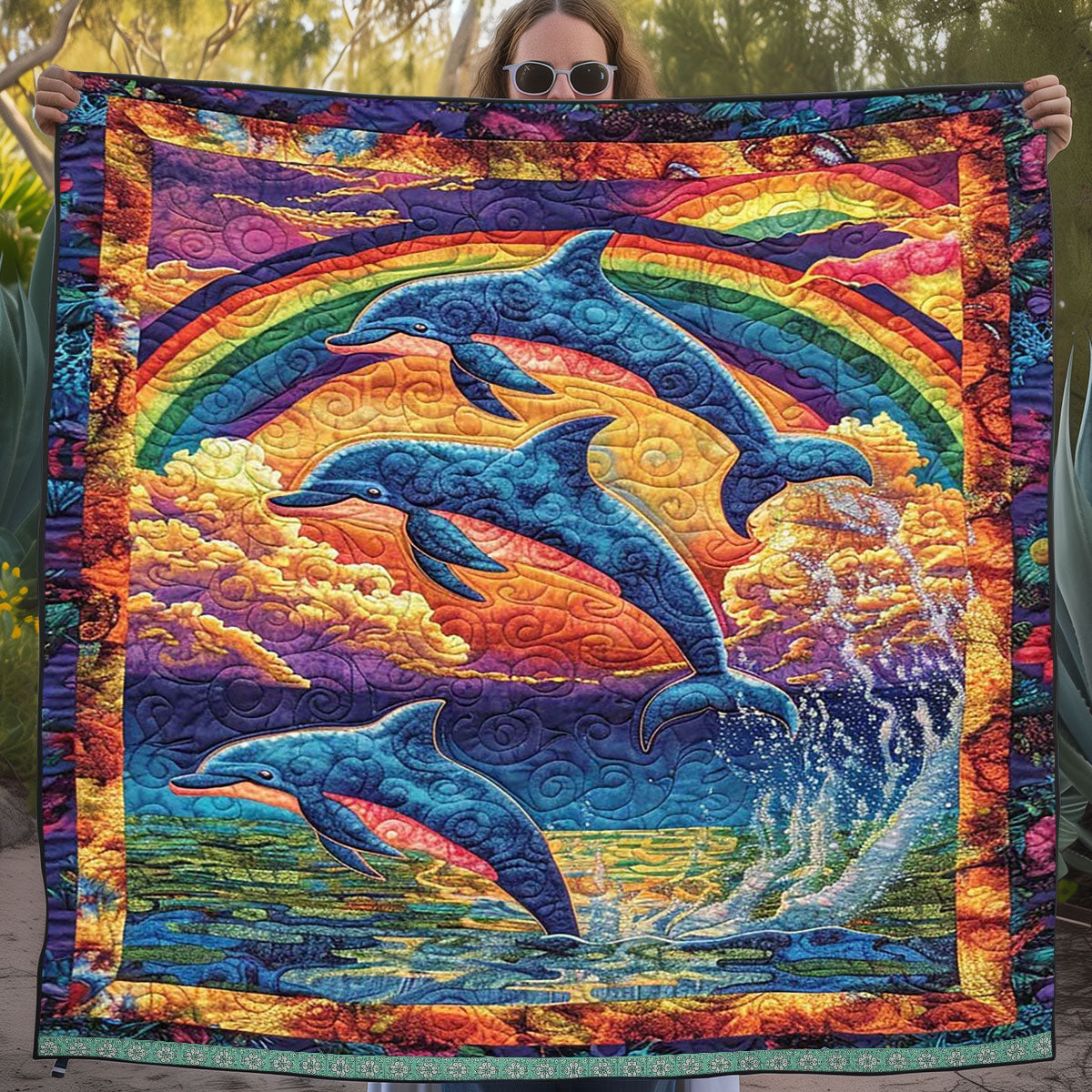 Rainbow Dolphin WJ2609015CL Quilt