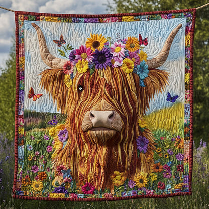Cow Colorful Wildflowers WT2702115CL Quilt