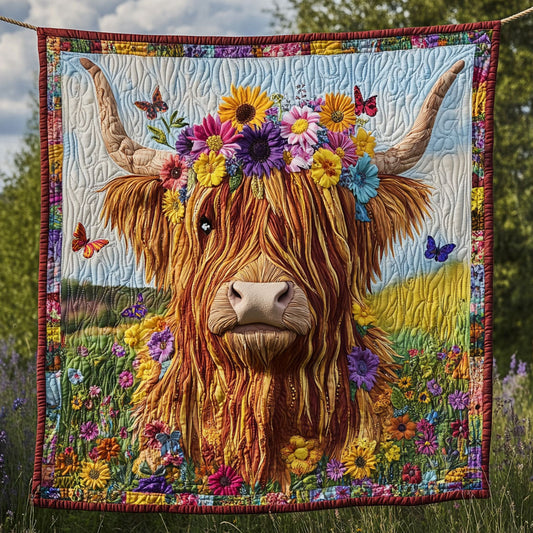 Cow Colorful Wildflowers WT2702115CL Quilt