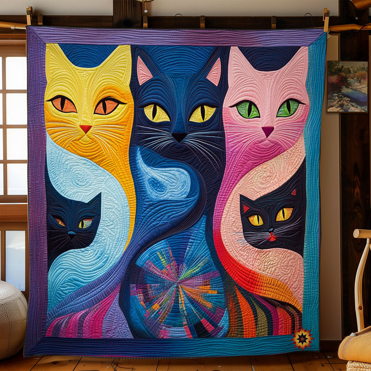 Abstract Cat Portrait WY1211008CL Quilt