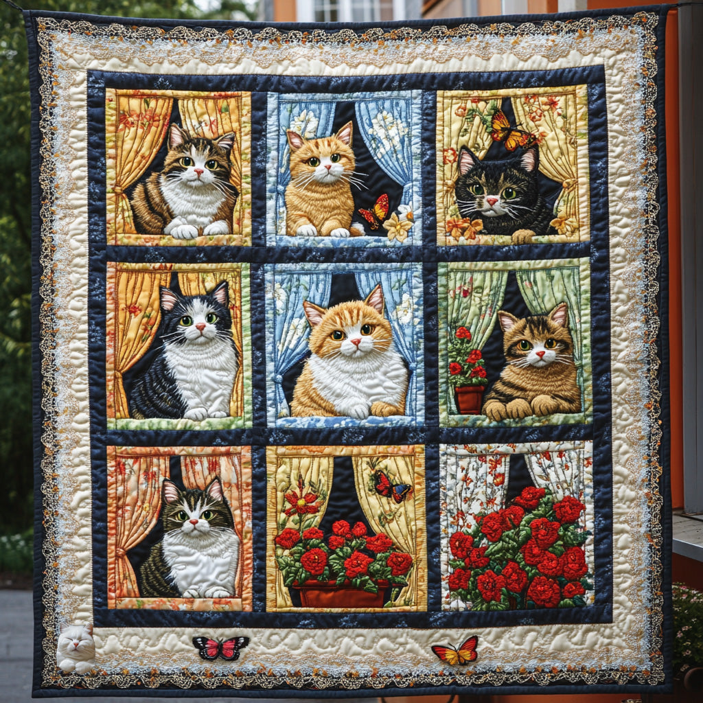 Cat Looking Out Window WU0711035CL Quilt