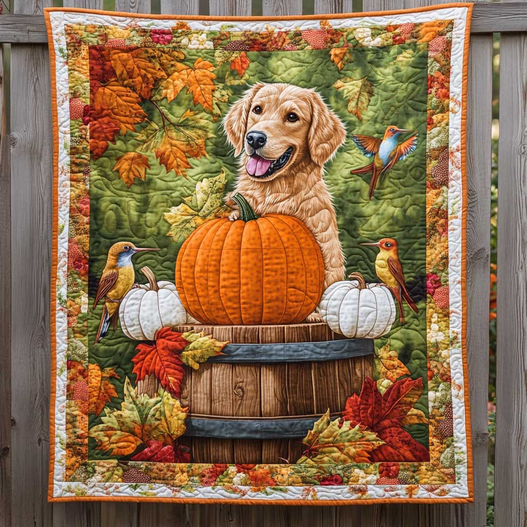 Golden Retriever's Pumpkin Fest WN2709093CL Quilt