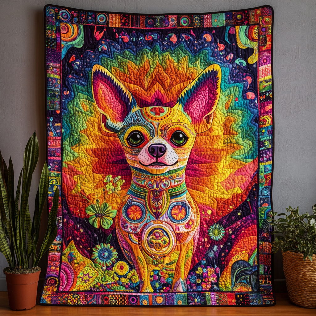 Chihuahua Hippie Love WN2409075CL Quilt