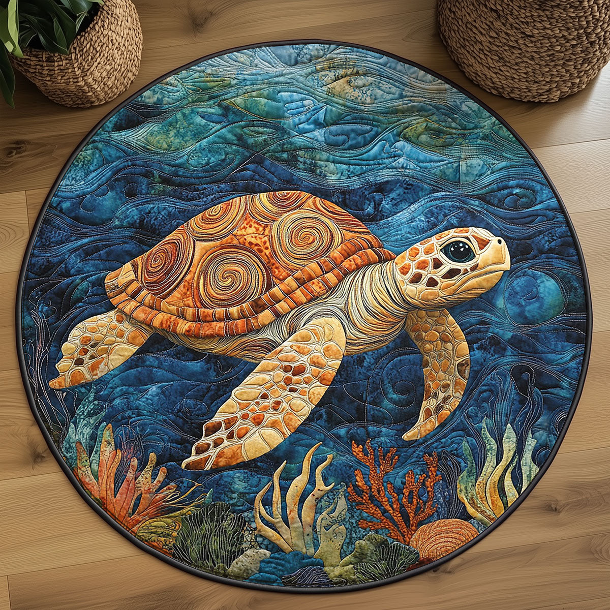 Sea Turtle WJ2103077CL Quilted Round Mat