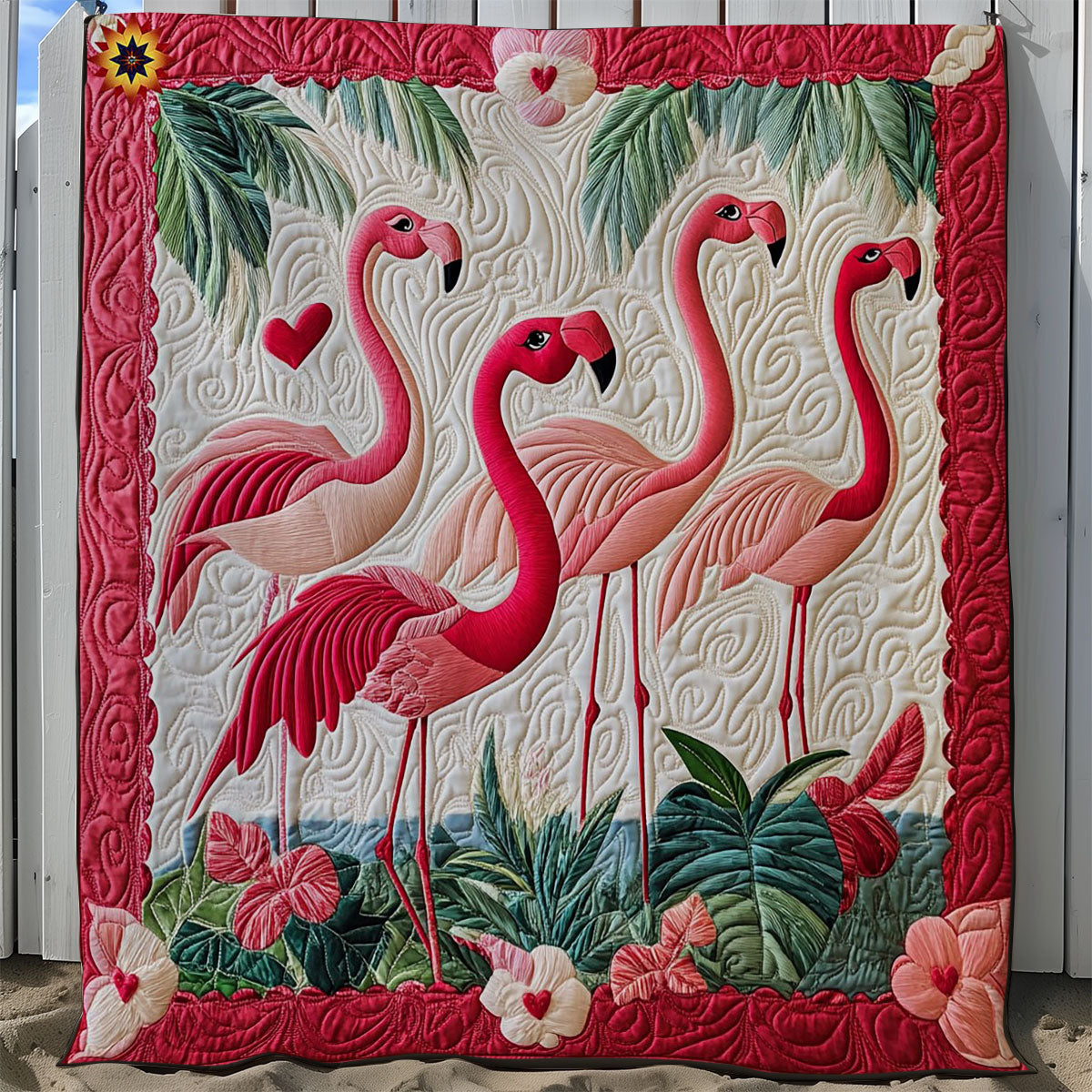 Flamingo Family WY1012035CL Quilt
