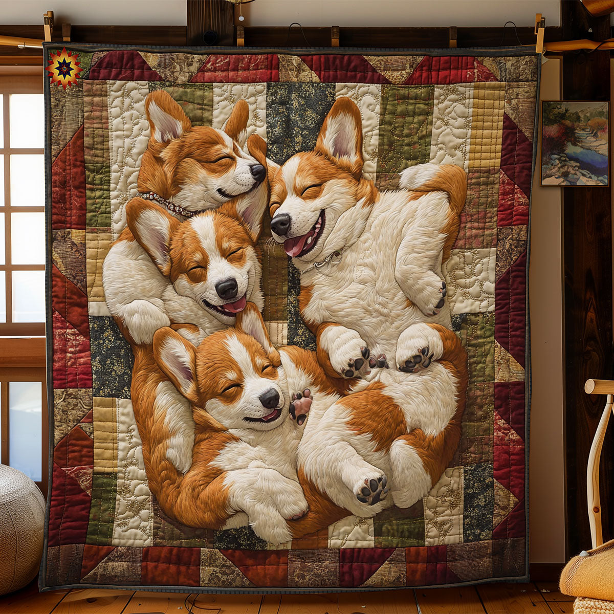 Winter Sleeping Corgi WY1211039CL Quilt