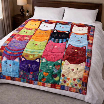 Whimsical Cats QA2201005CL Faux Fur Throw Blanket
