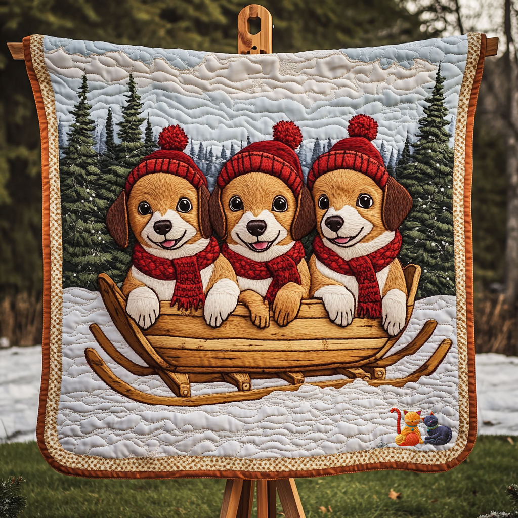 Dachshund Frosty Friends WN0310077CL Quilt