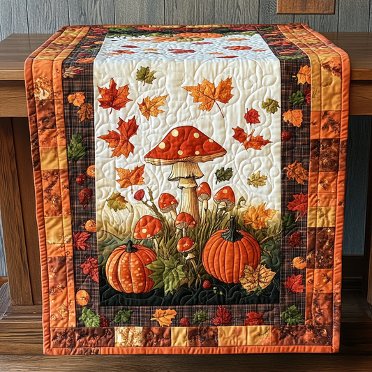 Autumn Mushroom XR2409011CL Quilted Table Runner