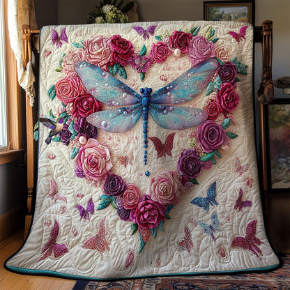 Heart Flower Dragonfly WY0912026CL Quilt