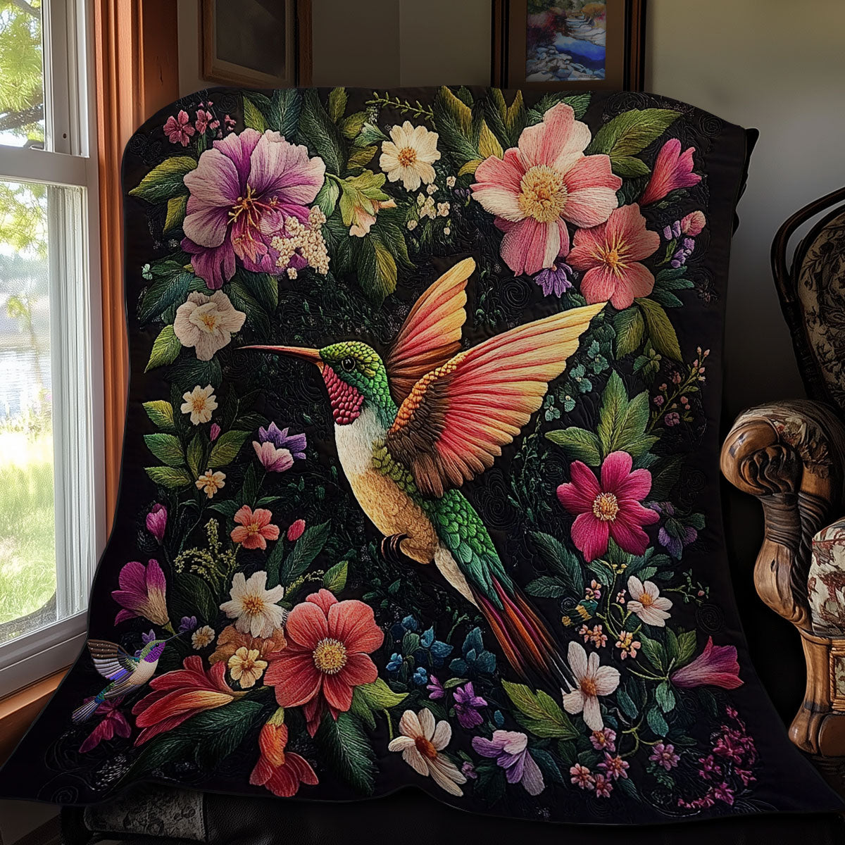 Flower Garden Hummingbird WY0611033CL Quilt
