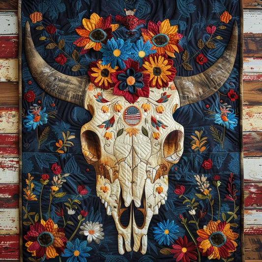 Vintage Bull Skull WN3010087CL Quilted Table Runner