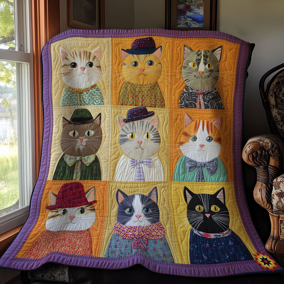 Funny Portrait Cat WY1411011CL Quilt