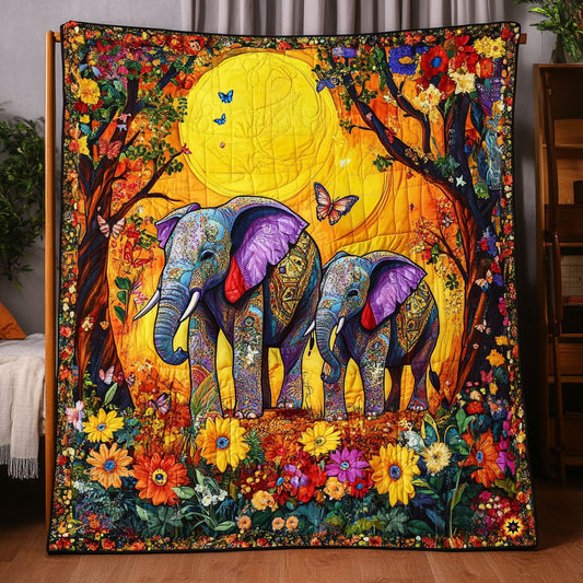 Flower Forest Elephant WY0411023CL Quilt