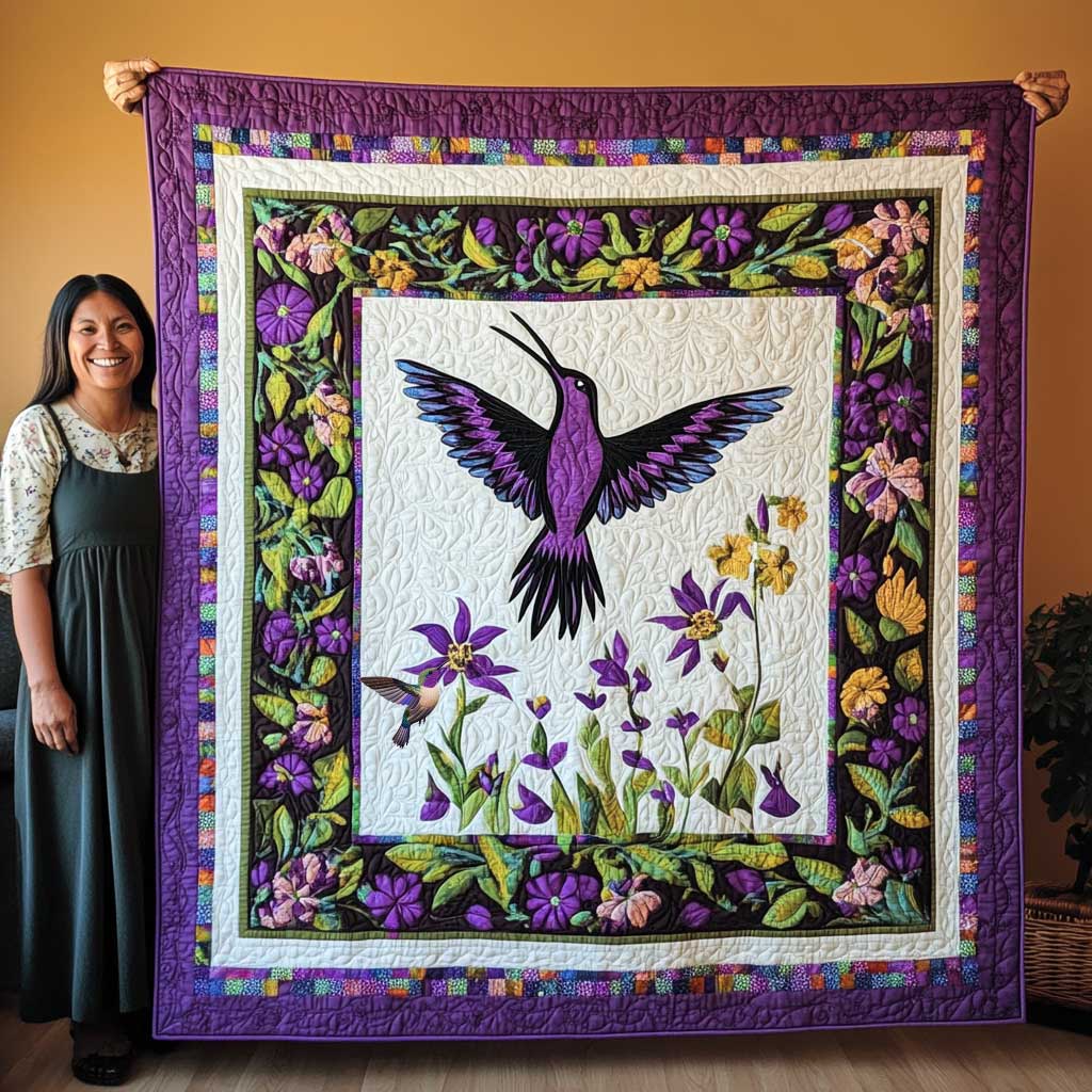 Hummingbird Purple Bloom WN0210021CL Quilt