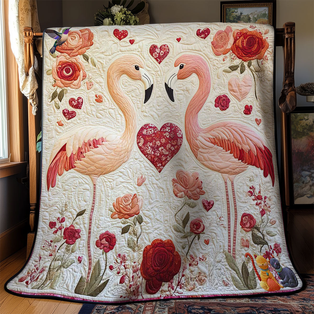 Flamingo Heart Blossom WN1112020CL Quilt