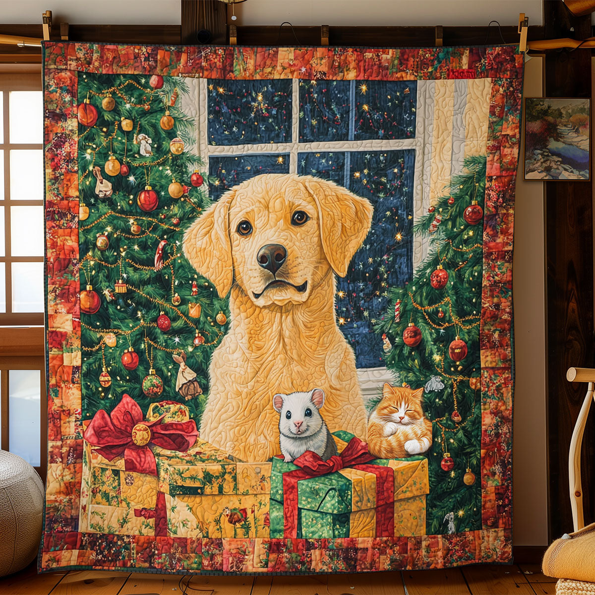 Cozy Christmas Night Golden WY1311029CL Quilt
