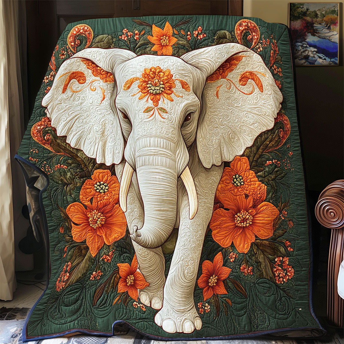 Royal Elephant In Forest WY0202053CL Quilt