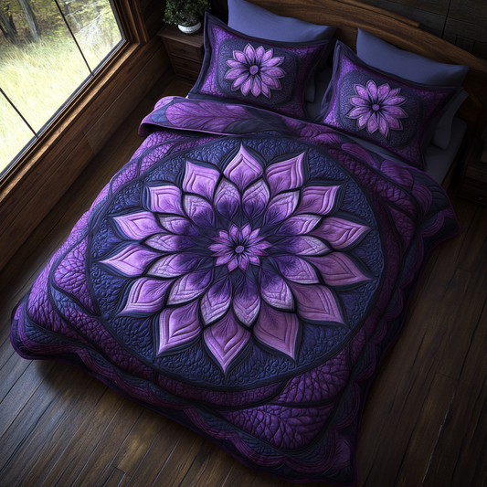 Mystic Purple Flower Blooming WY0801116CL Duvet Cover Set