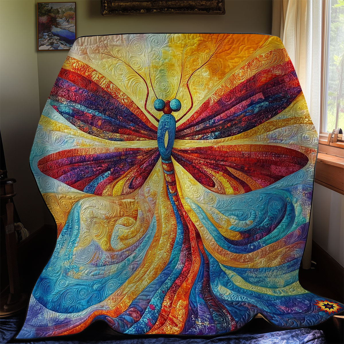 Colorful Abstract Dragonfly WY2011050CL Quilt