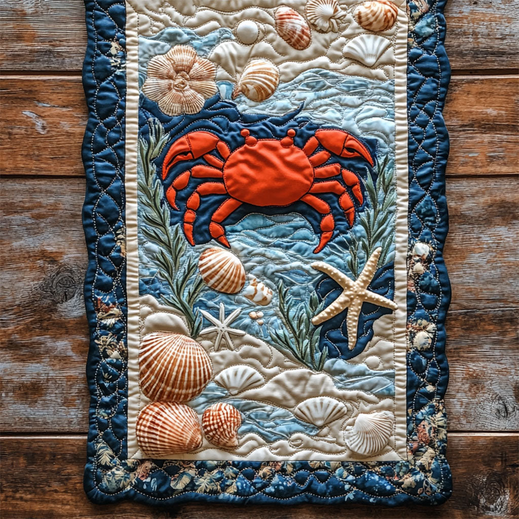 Crab And Seashee WY2802064CL Quilted Table Runner