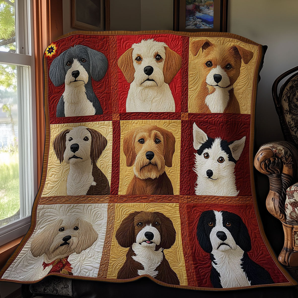 Portrait Vibrant Dog WY0212019CL Quilt